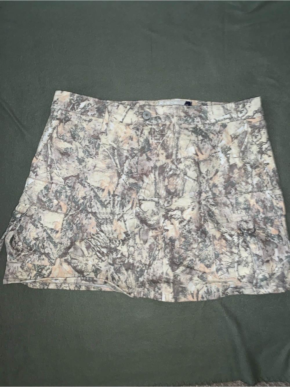 Neutral Print Mini Skirt in Beige and Gray